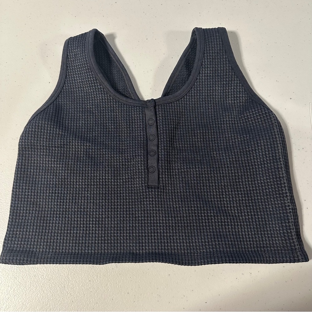 Aerie Black Textured Sports Bra